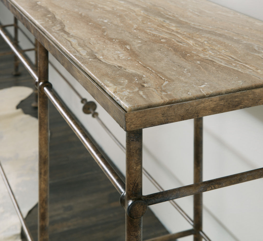 La Grange St James Metal and Stone Console