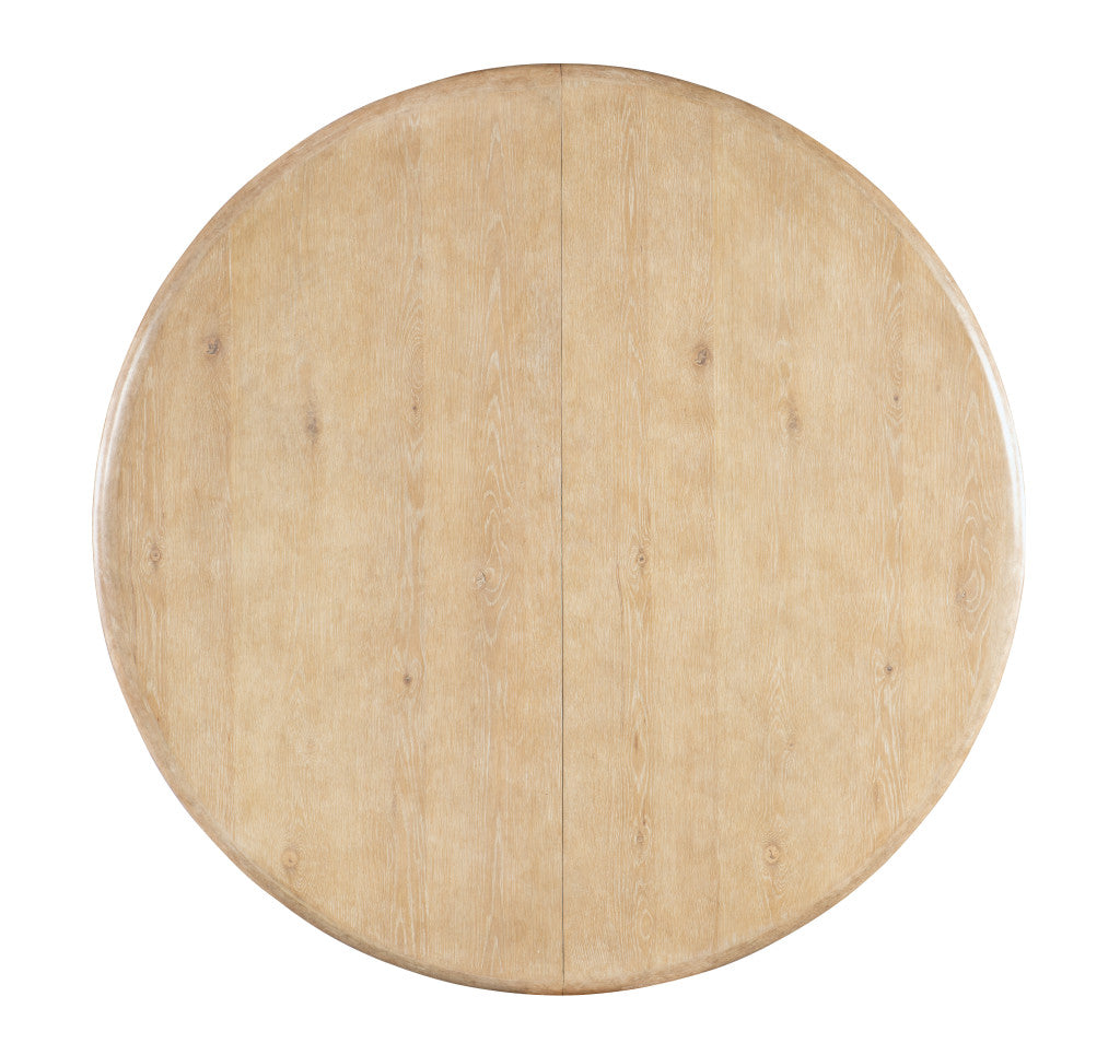 Retreat Pole Rattan Round Dining Table with 1-20in Leaf