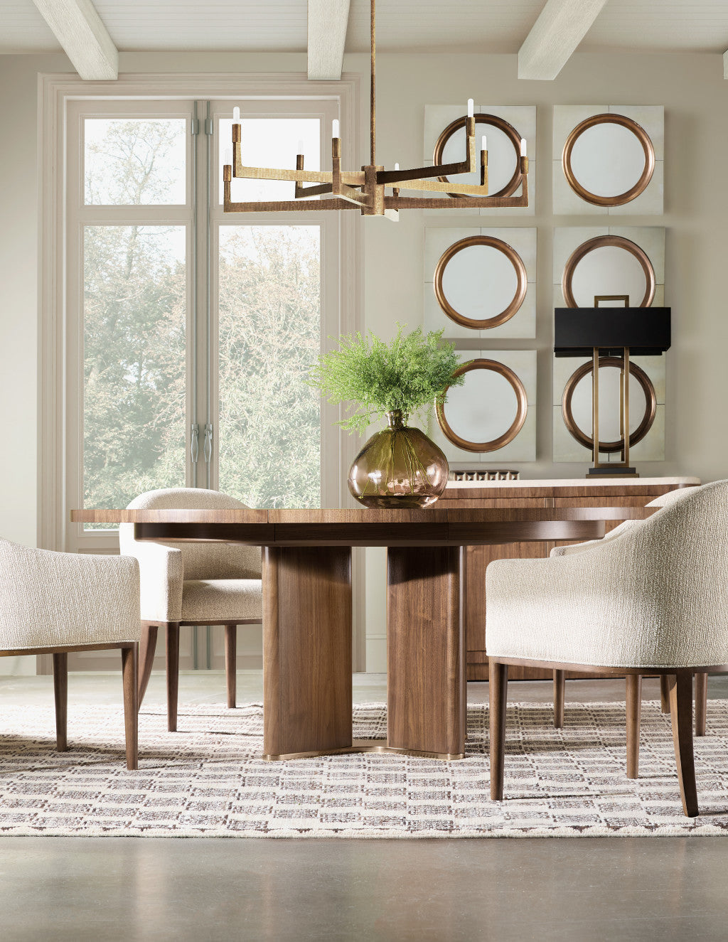 Eleana Round Dining Table with One 20-inch Leaf