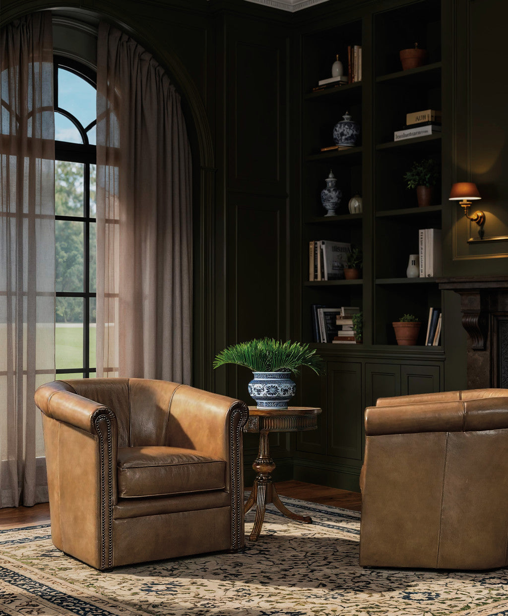 Axton Swivel Leather Club Chair