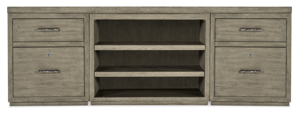 Linville Falls 84" Credenza with Two Files and Open Desk Cabinet