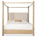Retreat Pole Rattan Cal King Upholstered Poster Bed withCanopy