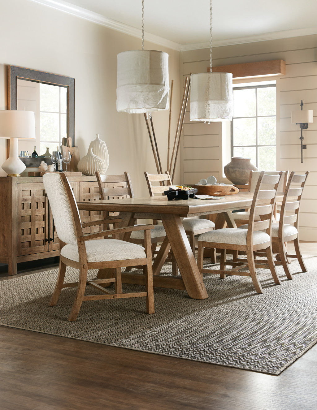 Vineyard Row Rectangle Dining Table with Two 20-inch Leaves
