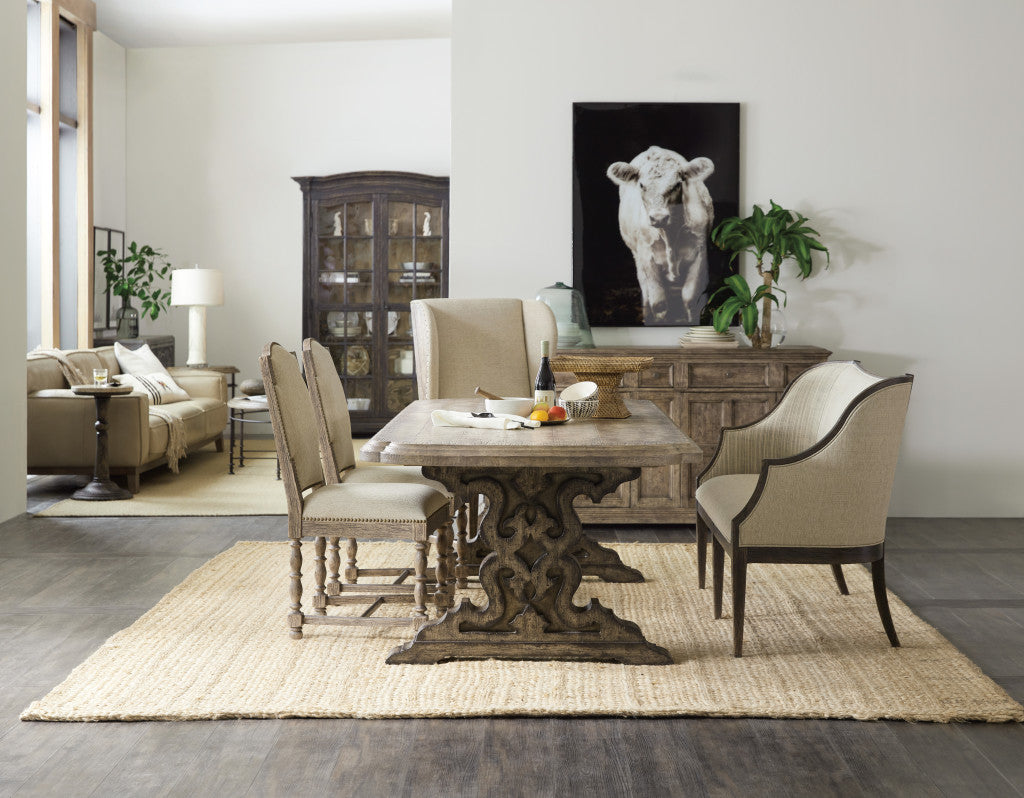 La Grange Le Vieux 86in Double Pedestal Table with 2-18in Leaves